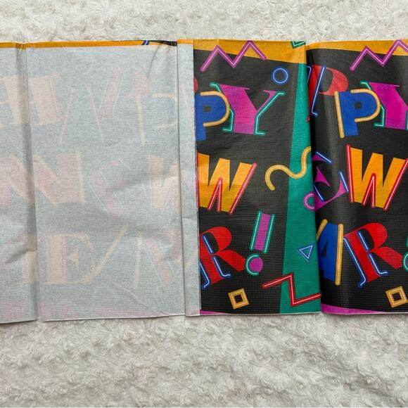 NOS 4 Packs Vintage Happy New Year Paper Tablecloths Amscan 54” x 96” - Picture 3 of 6